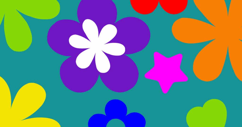 immagine con fiori colorati anni 60
